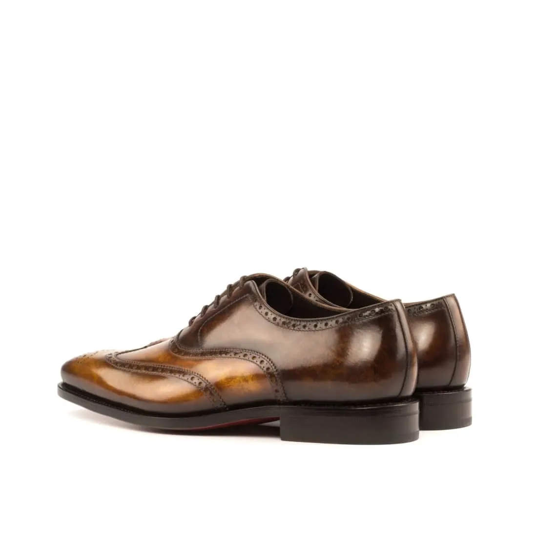 Richelieu fleuri en cuir patiné coganc et marron