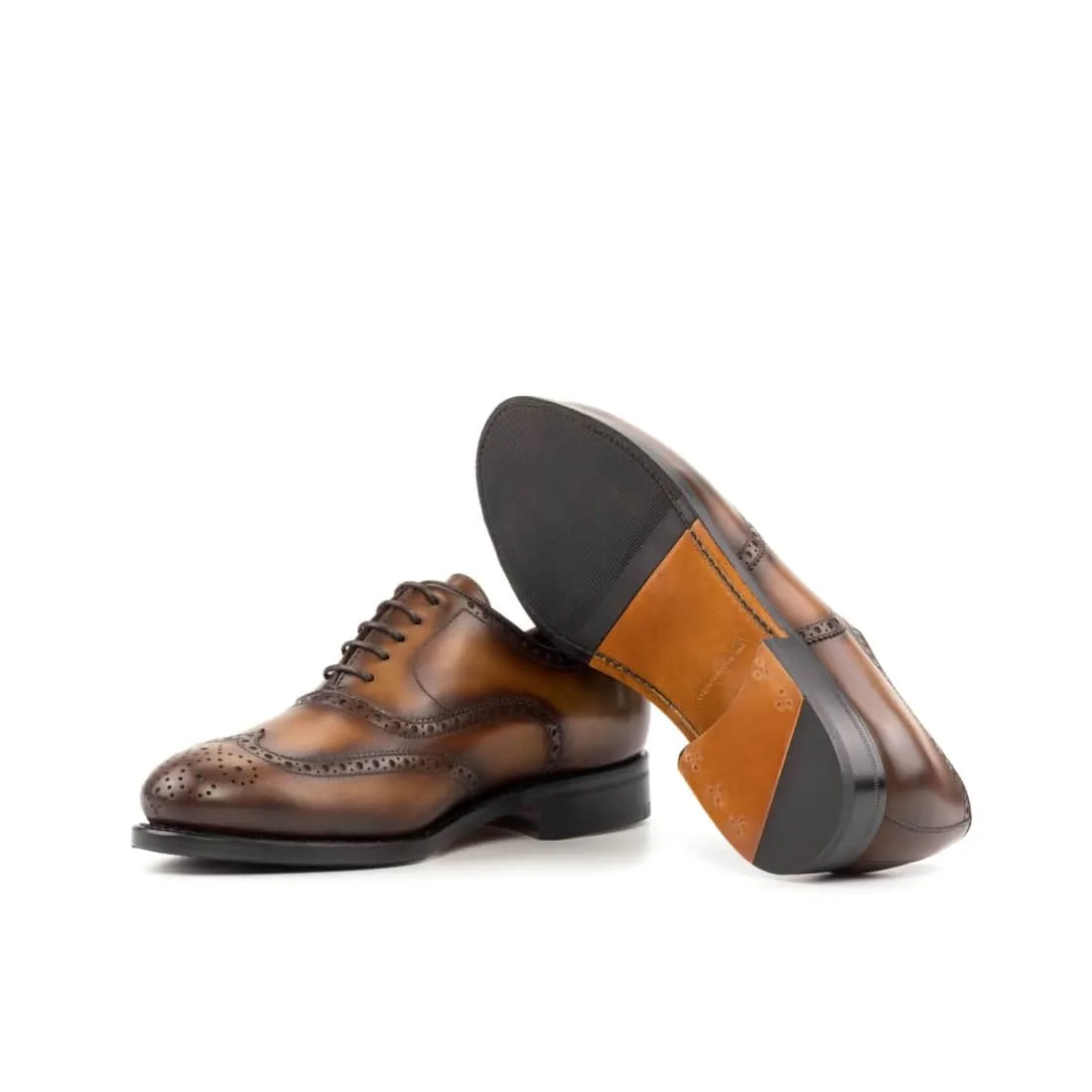 Richelieu fleuri en cuir patiné gold