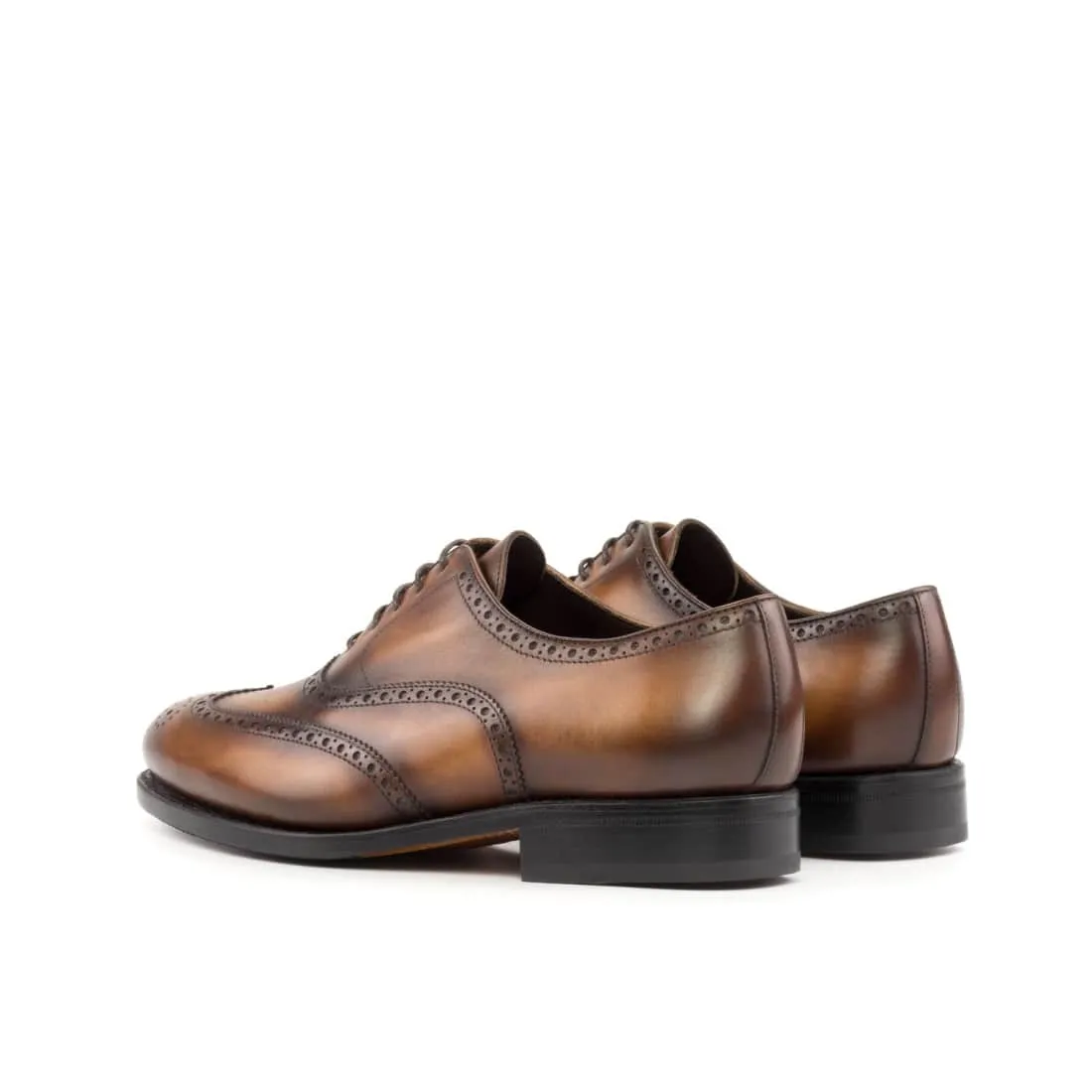 Richelieu fleuri en cuir patiné gold