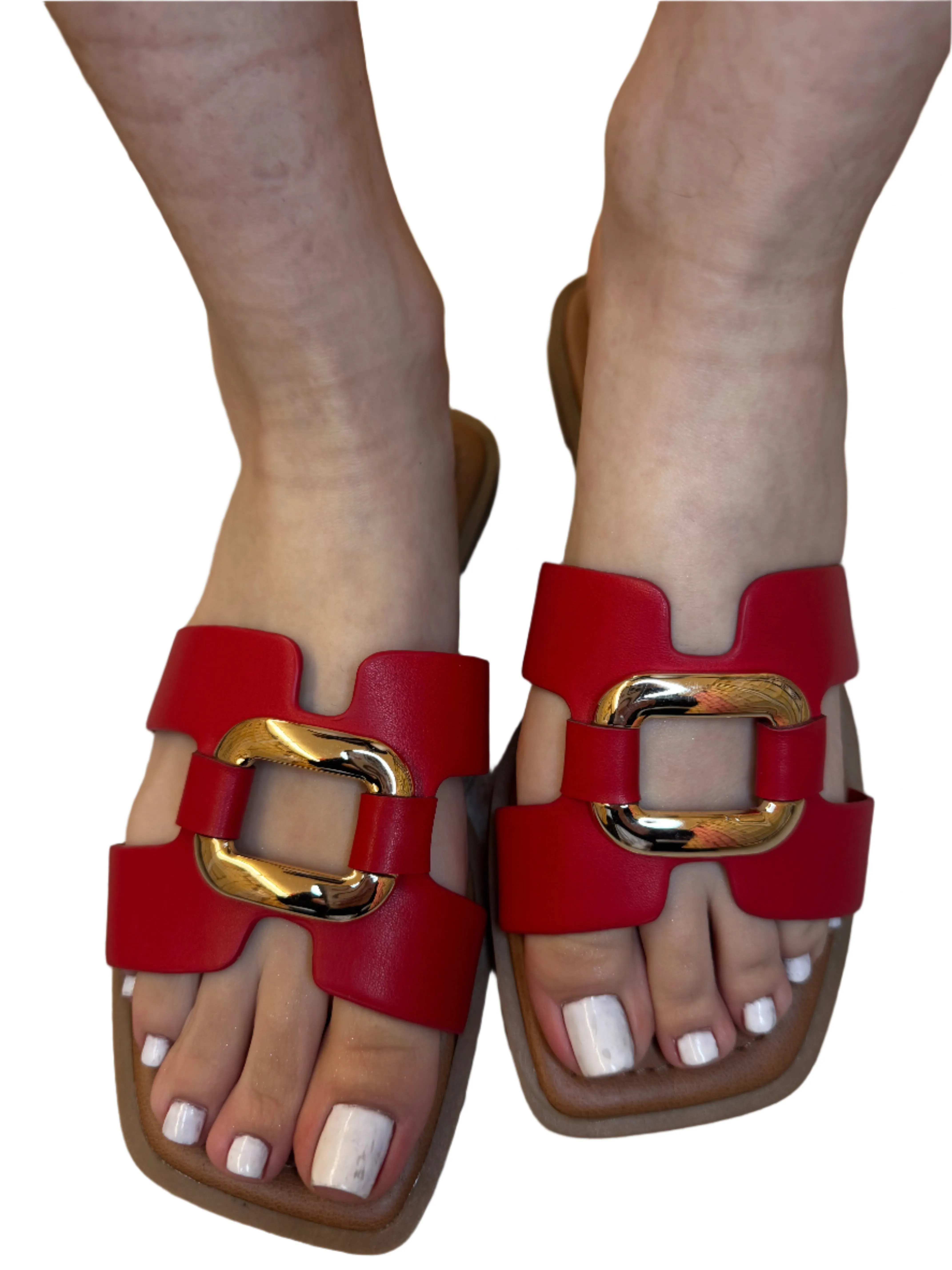RING DETAIL SLIDE SANDAL FENG-S