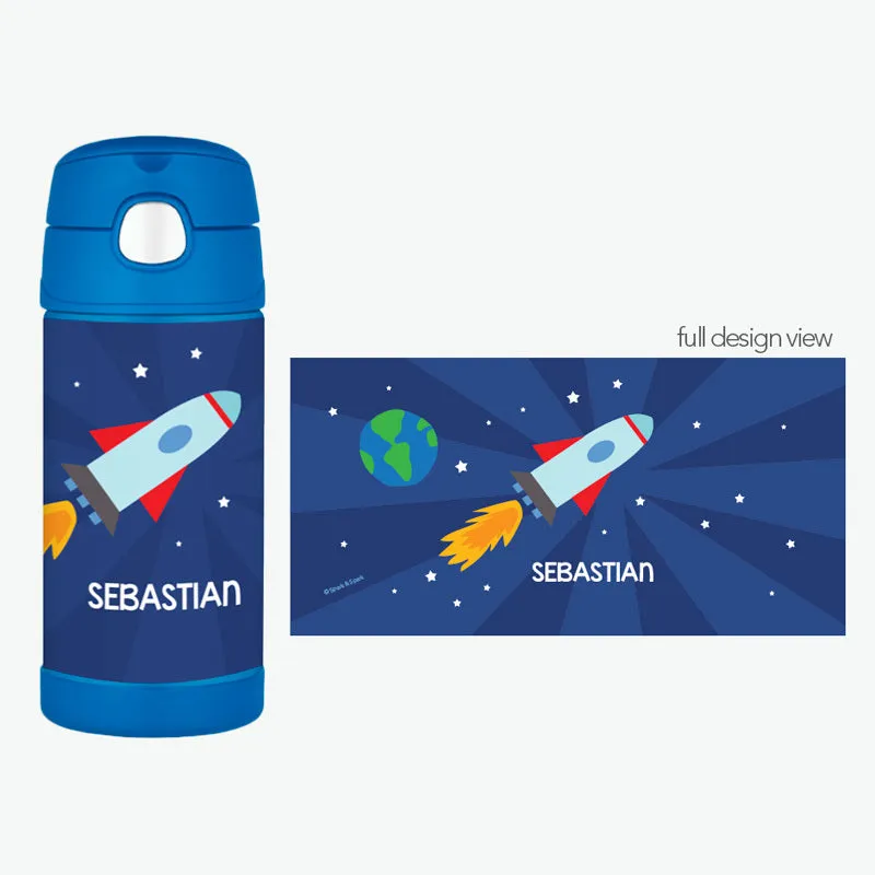 Rocket on the Sky Personalized Thermos Bottle