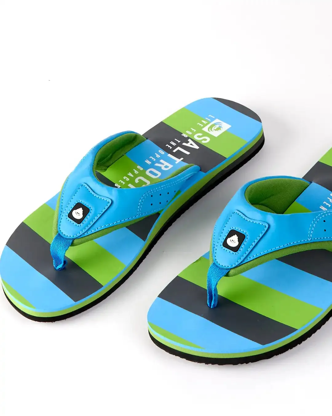 Saltrock Mens Striped Flip Flops Light Blue