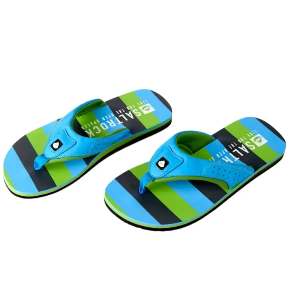 Saltrock Mens Striped Flip Flops Light Blue