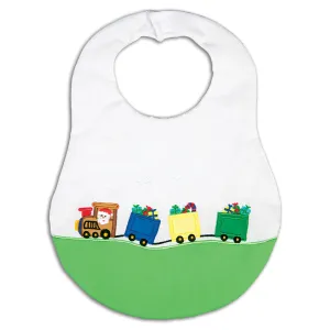 Santa Present Train White & Green Bib