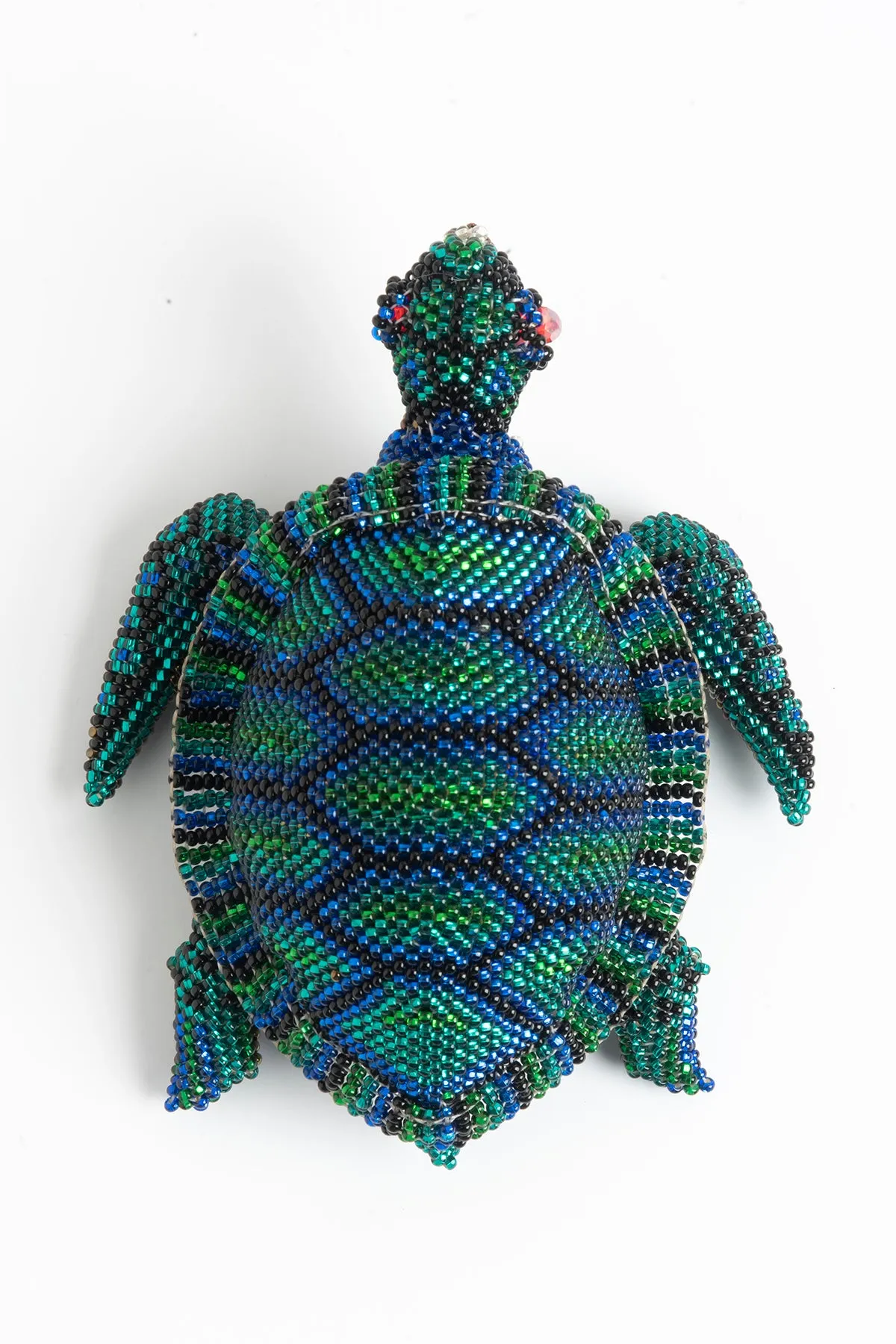 Sea Turtle: medium; emerald green, blue, green, black