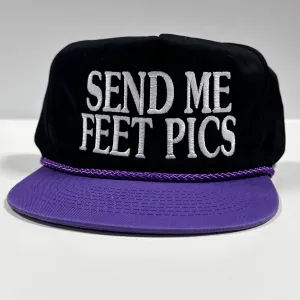 SEND ME FEET PICS Custom Embroidred on a purple rope SnapBack hat cap