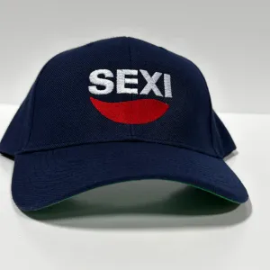 Sexi embroidered on a navy SnapBack Hat Cap Custom Embroidery