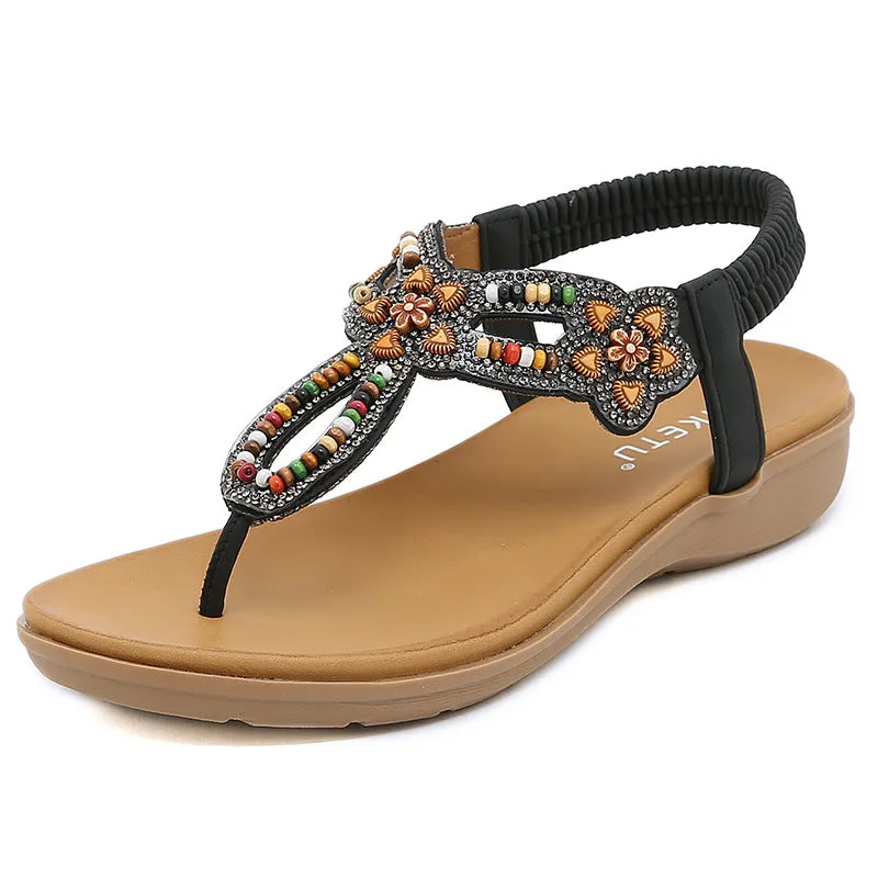 Shimmery Rhinestone and Gemstone Strappy Ankle Sandals