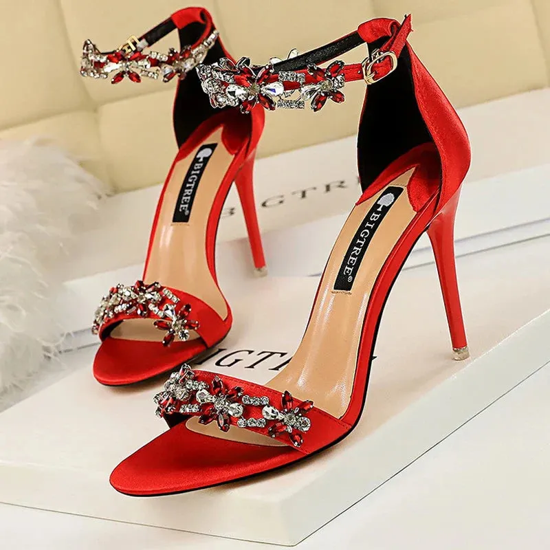 Shoes Open Toe Rhinestones Sandals Women High Heels Sandals Female Shoes Heeled Sandals