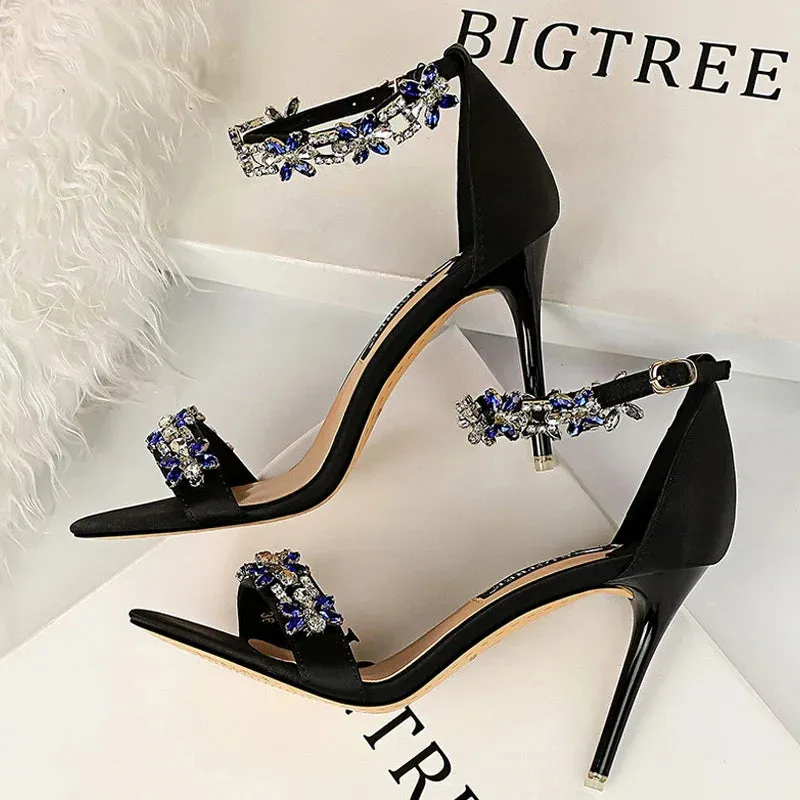 Shoes Open Toe Rhinestones Sandals Women High Heels Sandals Female Shoes Heeled Sandals