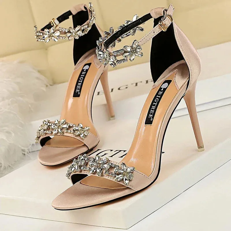 Shoes Open Toe Rhinestones Sandals Women High Heels Sandals Female Shoes Heeled Sandals