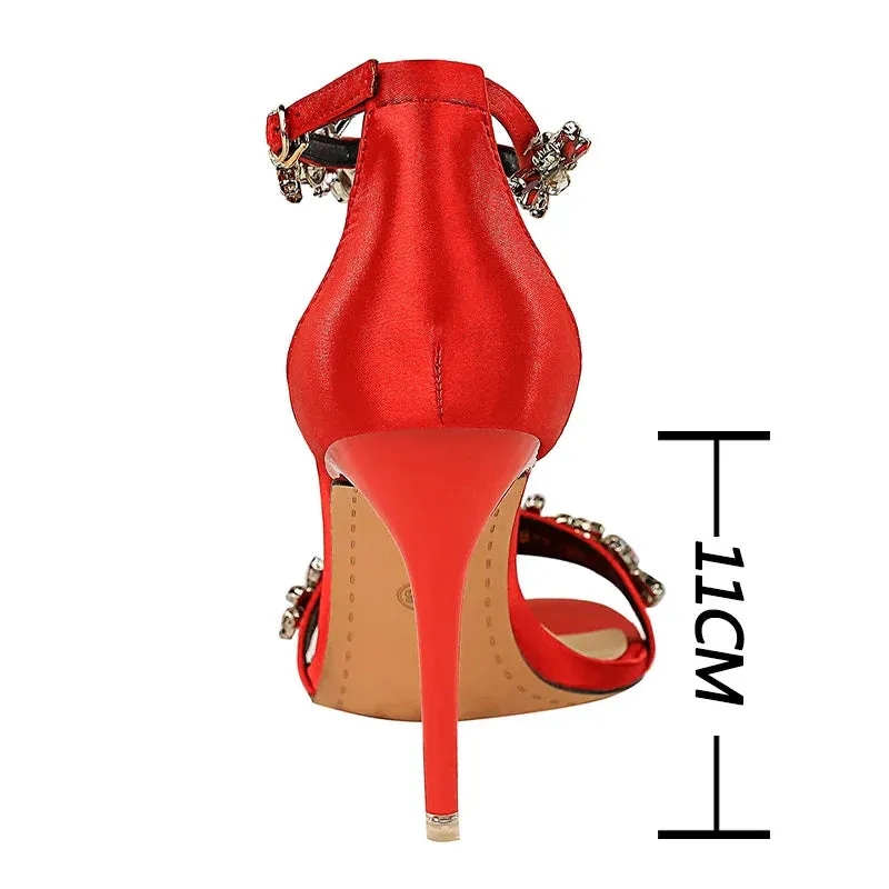 Shoes Open Toe Rhinestones Sandals Women High Heels Sandals Female Shoes Heeled Sandals