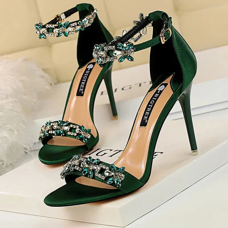 Shoes Open Toe Rhinestones Sandals Women High Heels Sandals Female Shoes Heeled Sandals