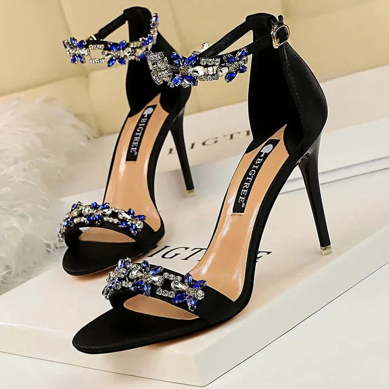 Shoes Open Toe Rhinestones Sandals Women High Heels Sandals Female Shoes Heeled Sandals