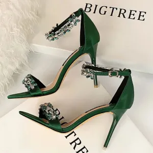 Shoes Open Toe Rhinestones Sandals Women High Heels Sandals Female Shoes Heeled Sandals