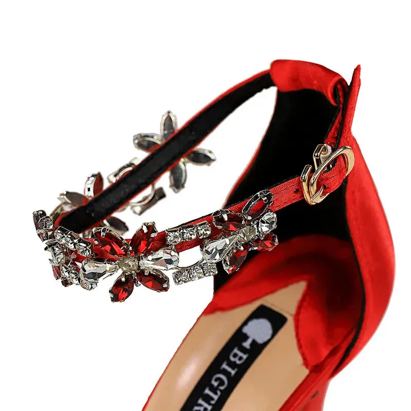 Shoes Open Toe Rhinestones Sandals Women High Heels Sandals Female Shoes Heeled Sandals