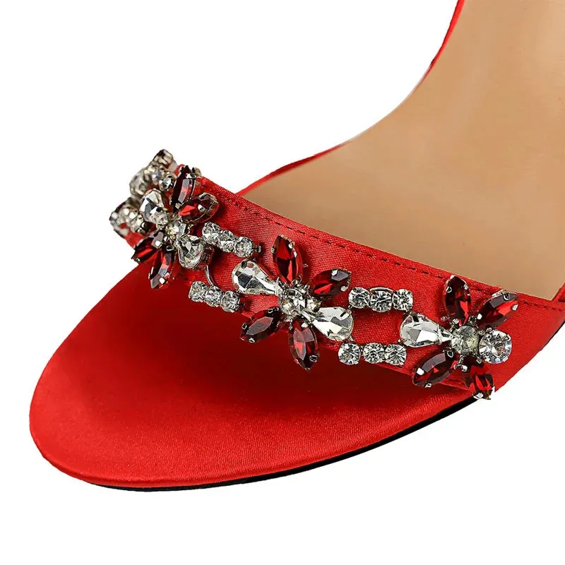 Shoes Open Toe Rhinestones Sandals Women High Heels Sandals Female Shoes Heeled Sandals