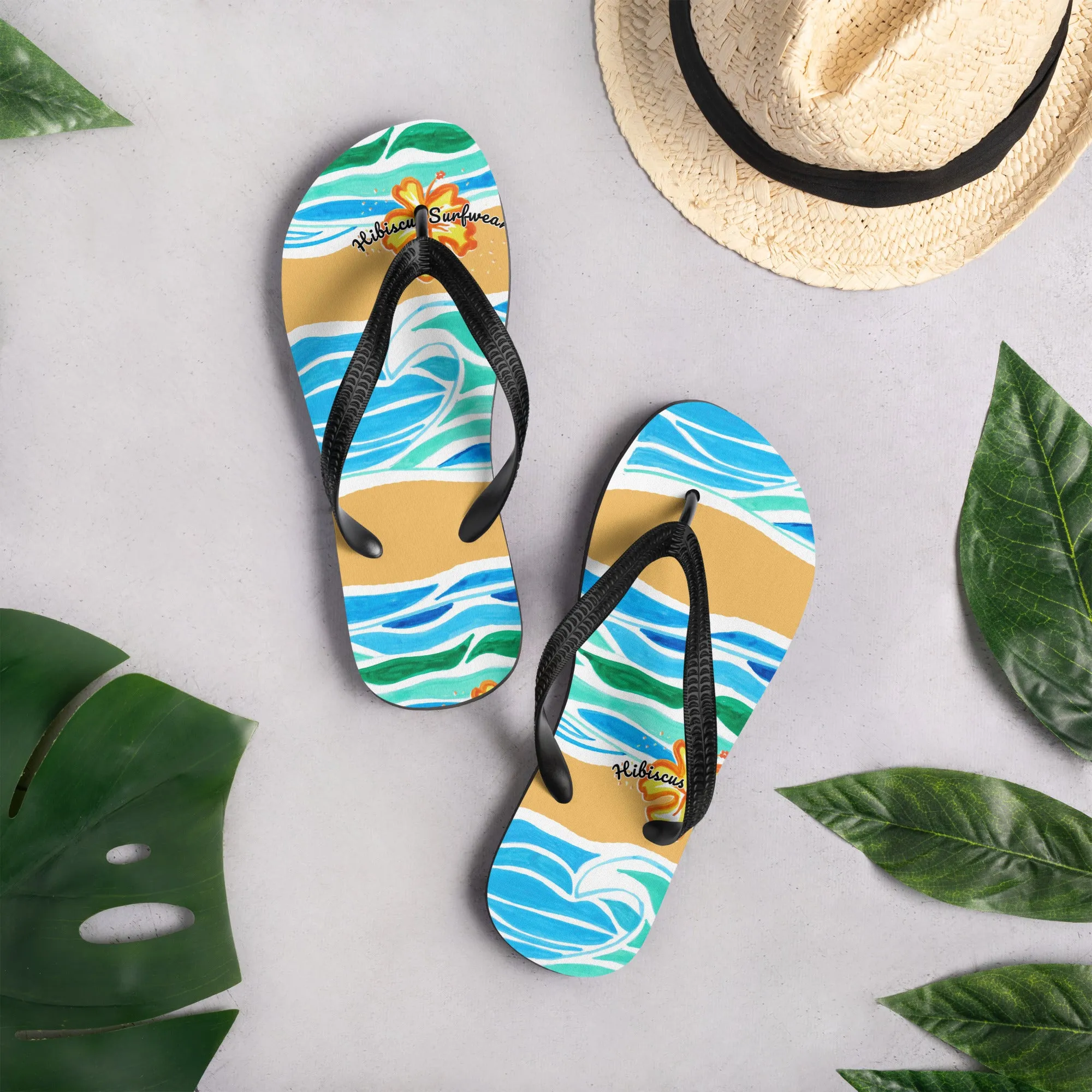 Side waves - Hibiscus Surfwear - Ethical Mens Flip-Flops