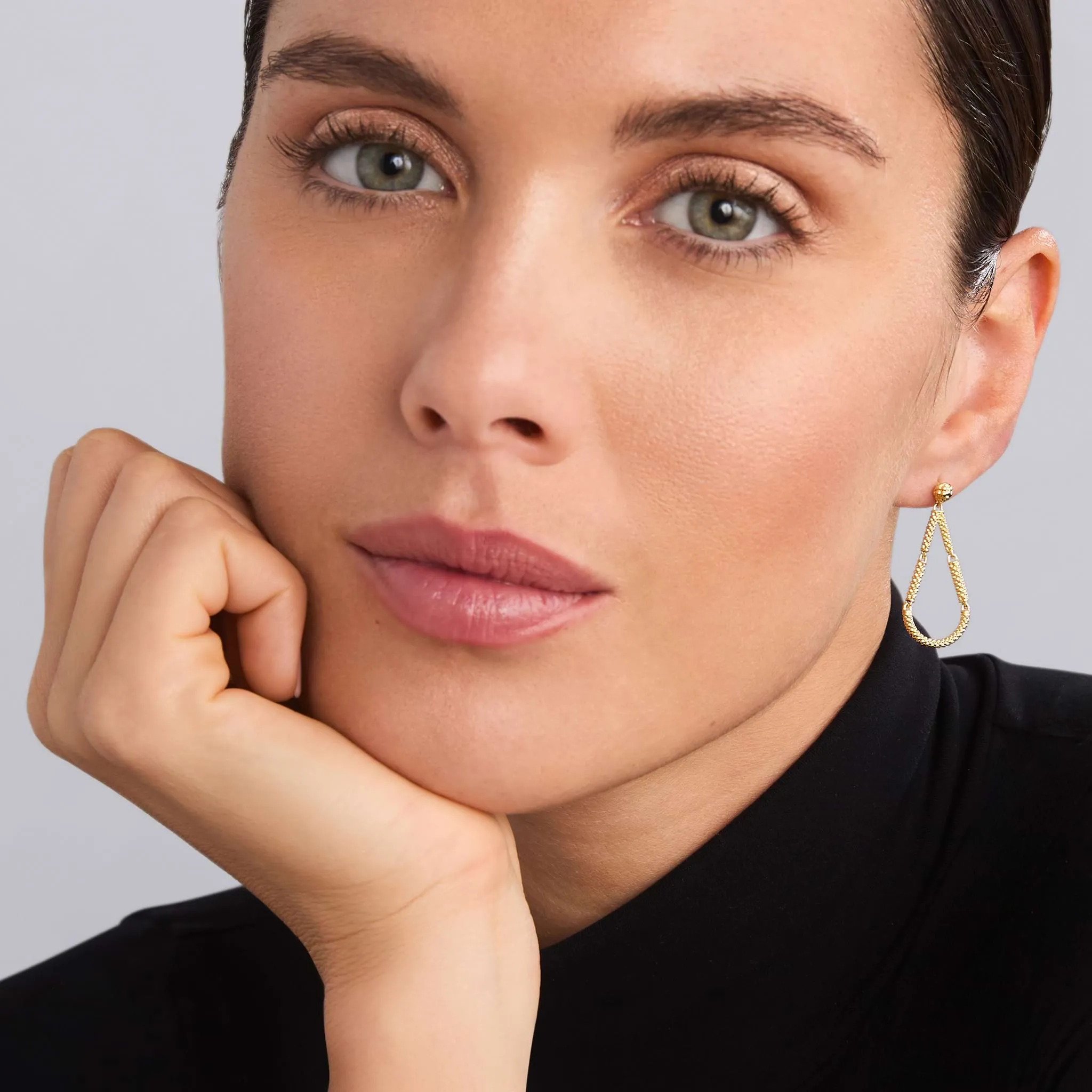 Signature Caviar Petite 18K Gold Superfine Caviar Tear Drop Earrings