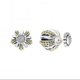 Signature Caviar Two-Tone Open Fluted Earring Backs