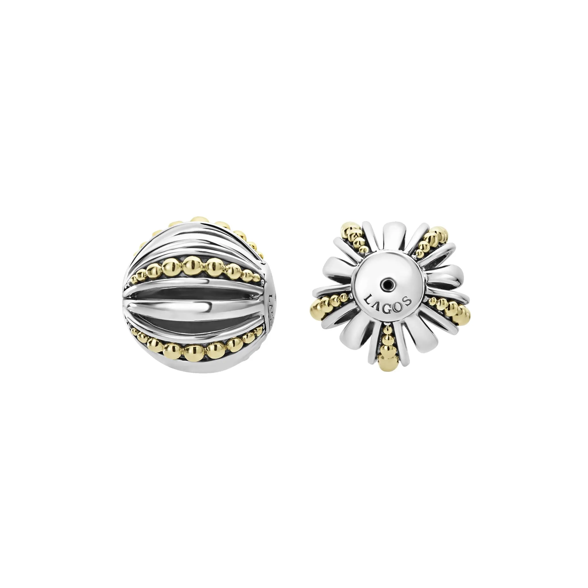 Signature Caviar Two-Tone Open Fluted Earring Backs