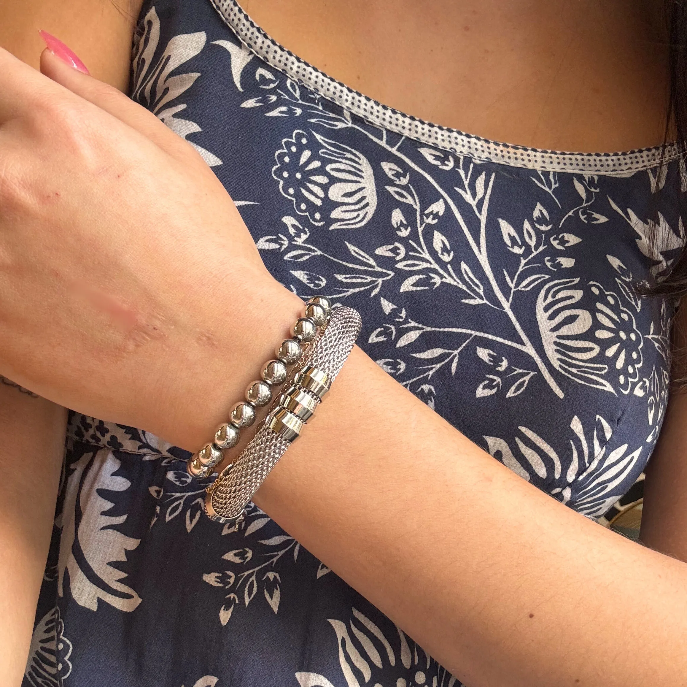 Silver Beaded Bracelet