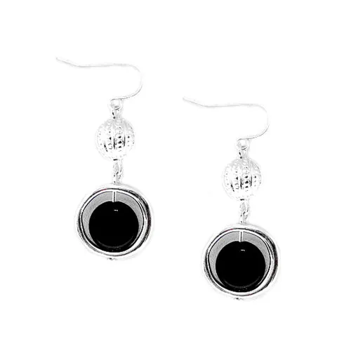 SILVER BLACK EARRING  #SE29393_SIL_BLK (OF10)