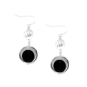 SILVER BLACK EARRING  #SE29393_SIL_BLK (OF10)