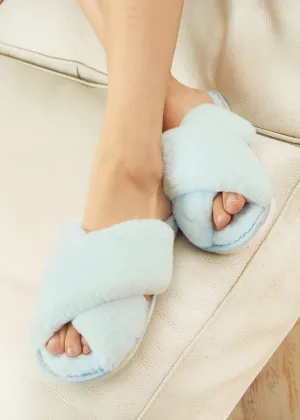 Skylar Fluffy Slippers - Baby Blue