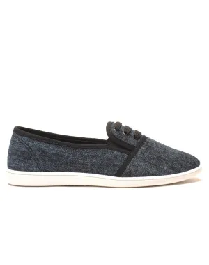 Slipper noir jeans lacé