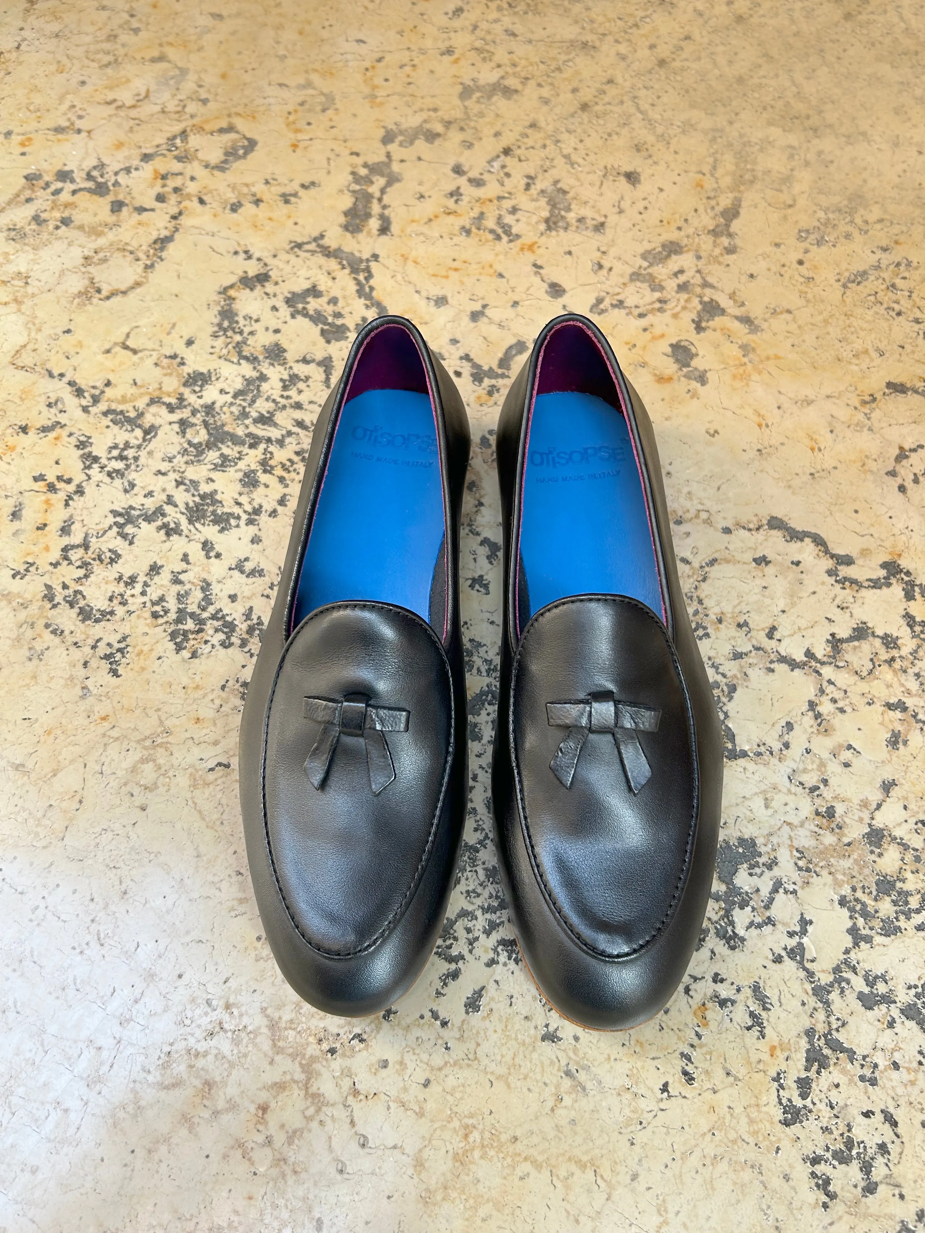 Slippers nere in pelle