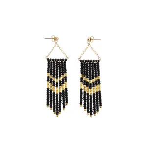SMALL PORCUPINE  BLACK & GOLD EARRINGS