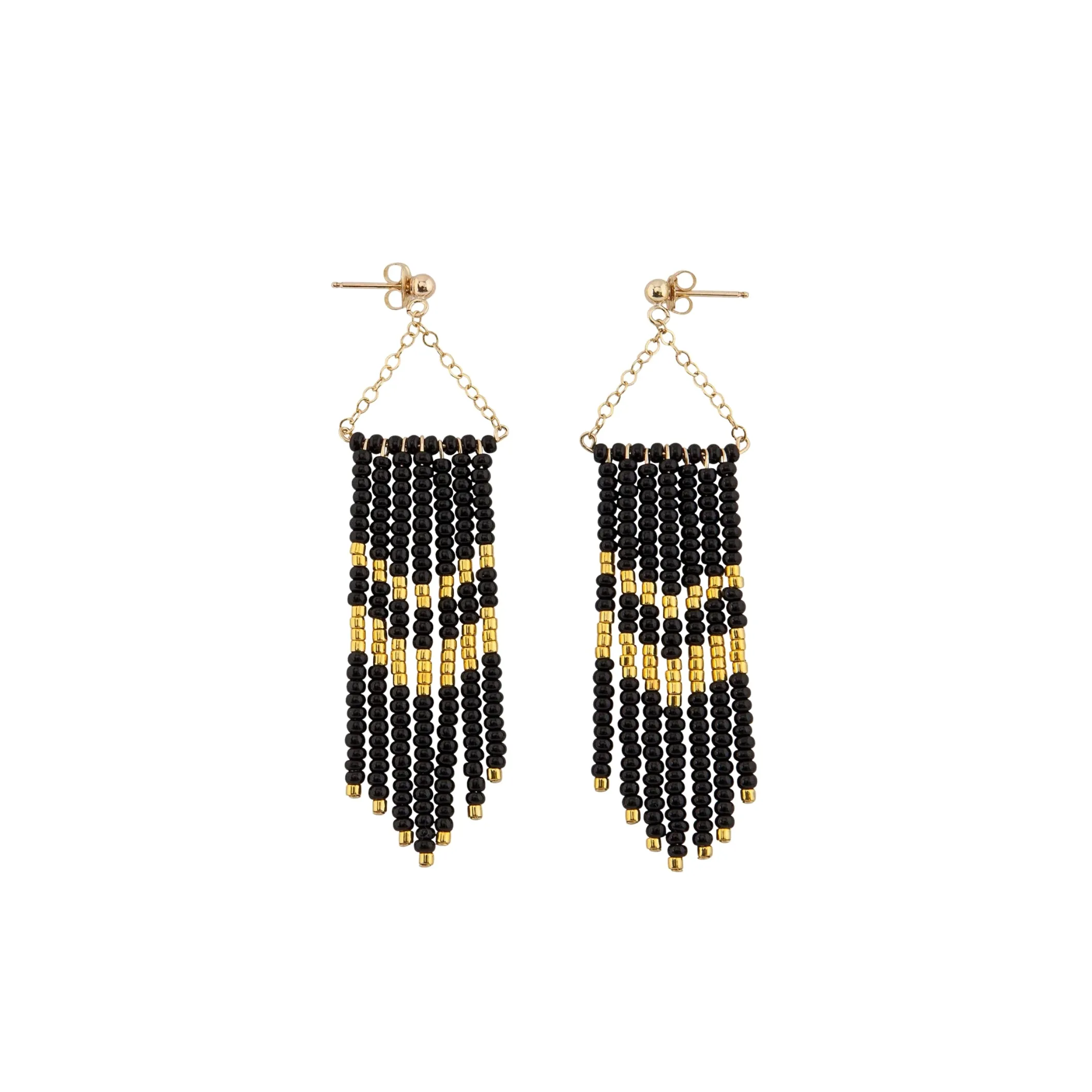 SMALL PORCUPINE  BLACK & GOLD EARRINGS