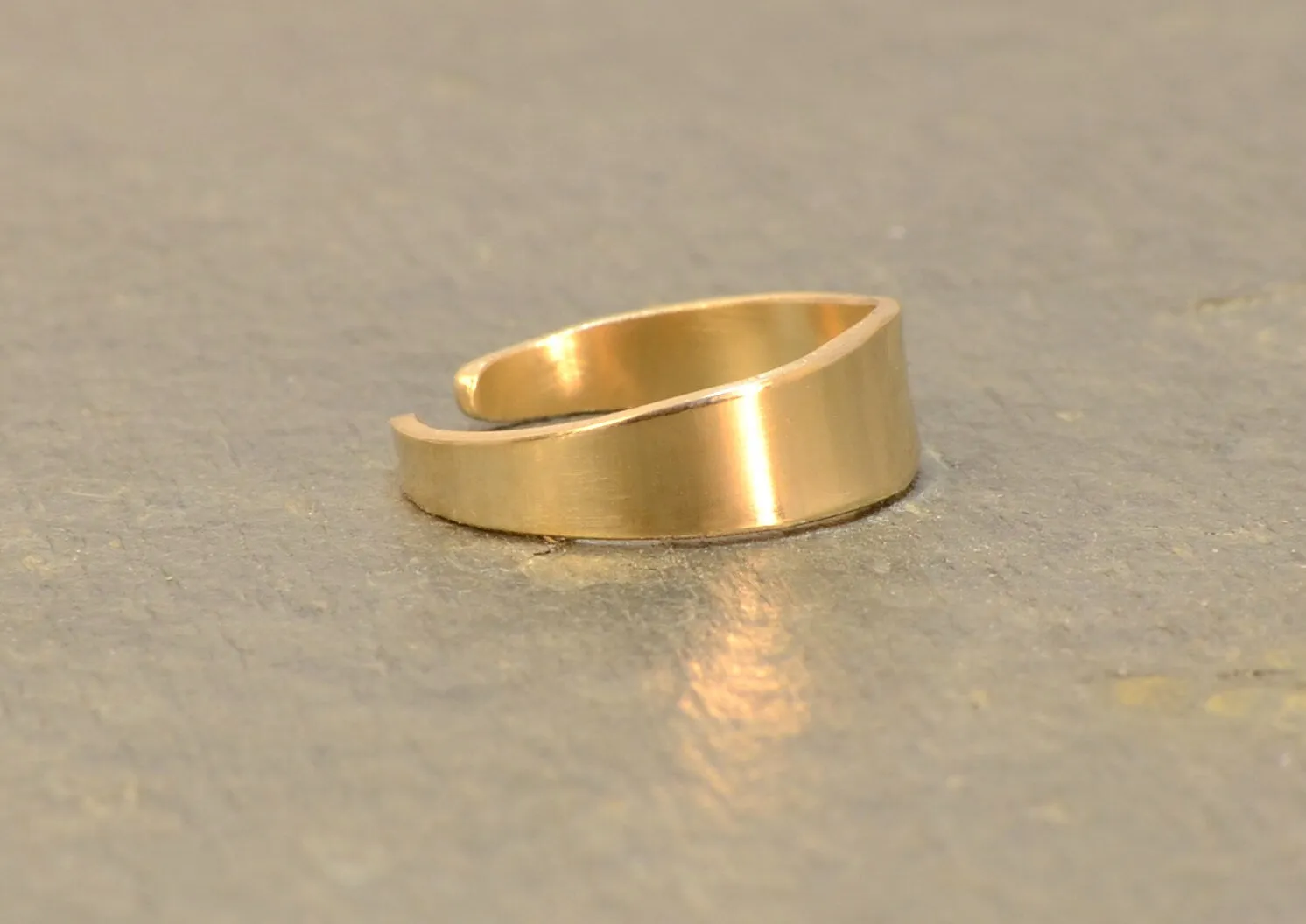 Solid 14k Yellow Gold Toe Ring Handcrafted with Tapered Design