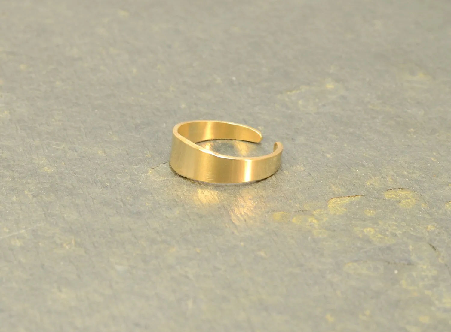 Solid 14k Yellow Gold Toe Ring Handcrafted with Tapered Design