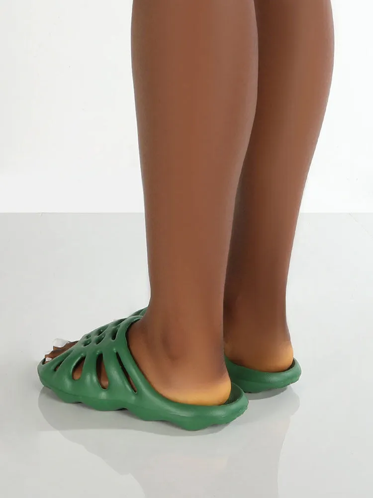 Solid Color Hollow Out Slippers