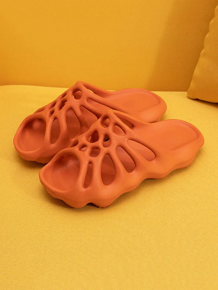 Solid Color Hollow Out Slippers
