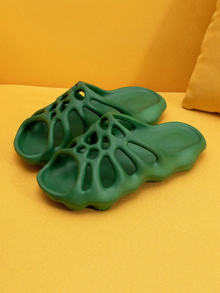 Solid Color Hollow Out Slippers