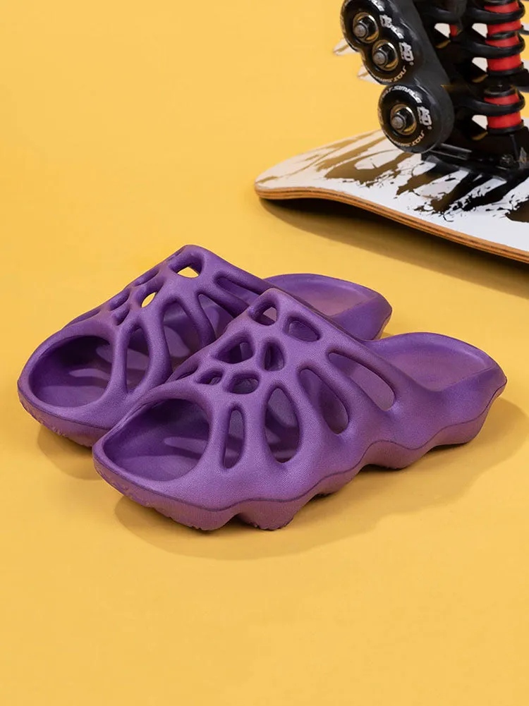 Solid Color Hollow Out Slippers