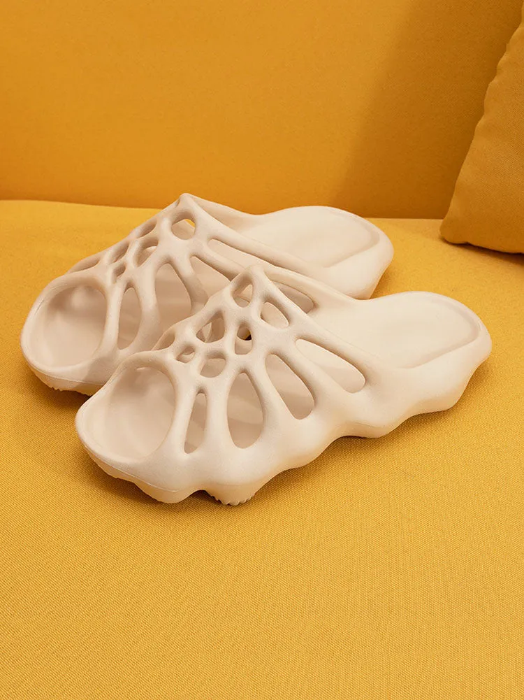 Solid Color Hollow Out Slippers