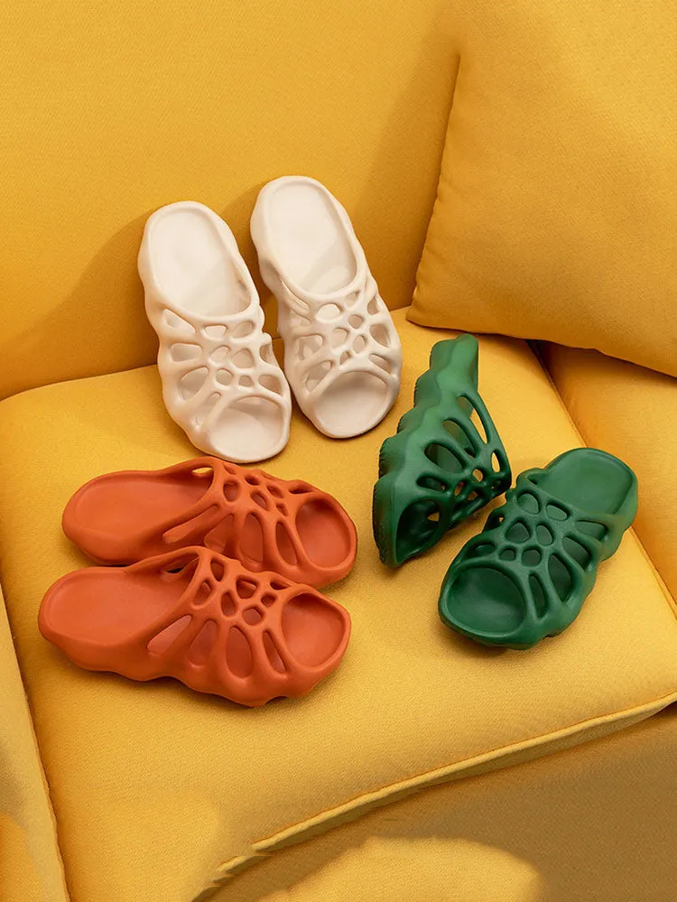 Solid Color Hollow Out Slippers
