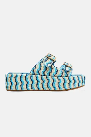 Stay Chill Flatform Sandals - Blue/combo