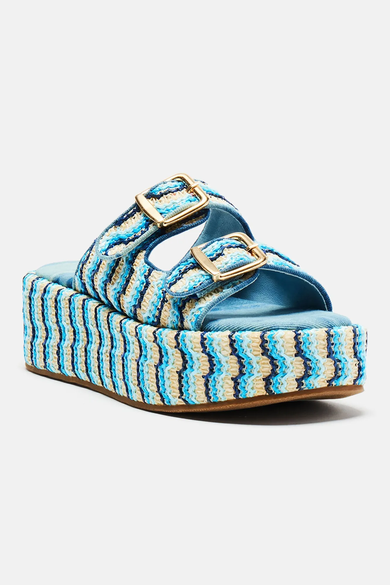 Stay Chill Flatform Sandals - Blue/combo