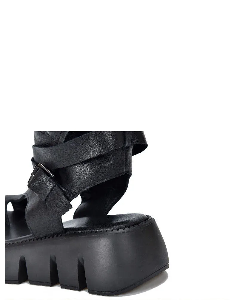 Summer Breathable Toe Ring Platform Sandals Boots