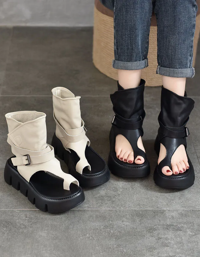Summer Breathable Toe Ring Platform Sandals Boots