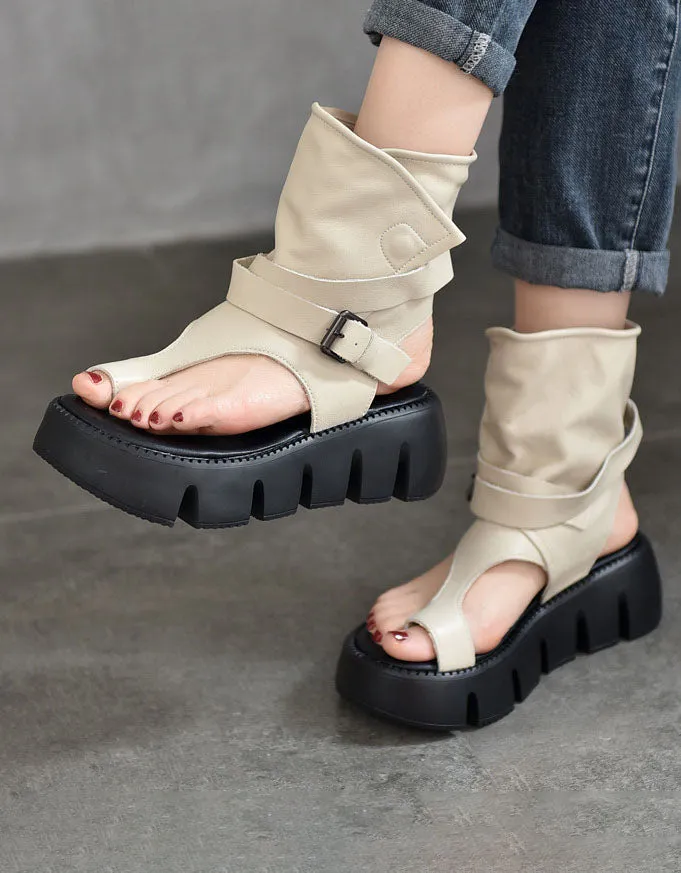 Summer Breathable Toe Ring Platform Sandals Boots