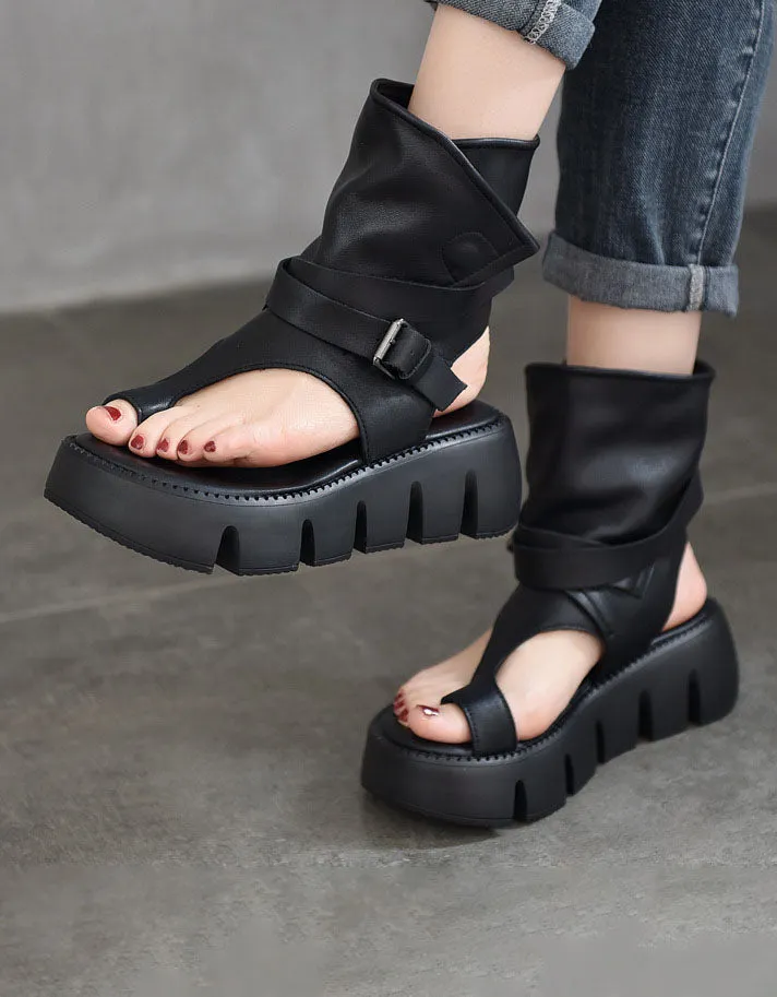 Summer Breathable Toe Ring Platform Sandals Boots