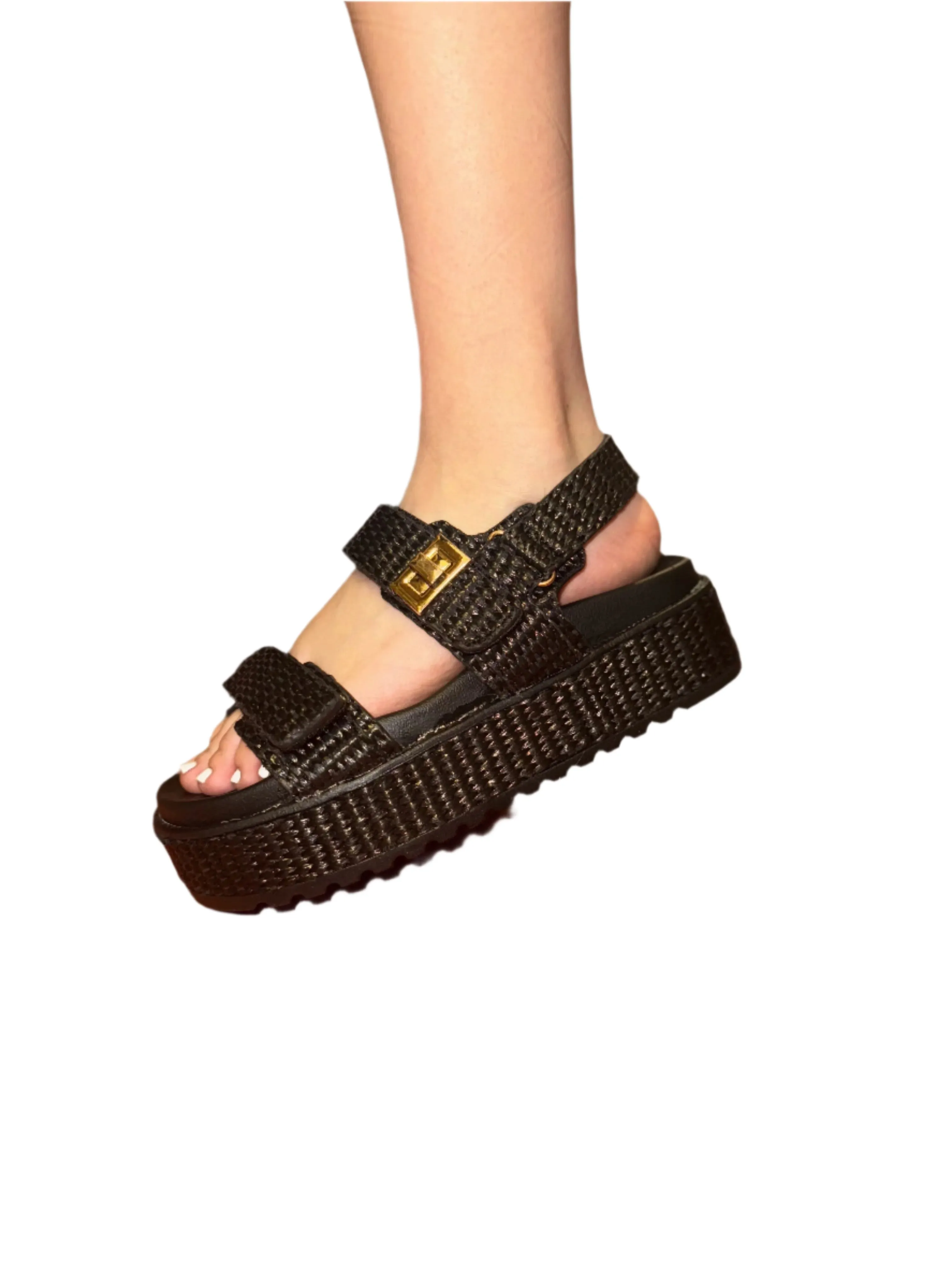 SUMMER PLATFORM WITH VELCRO BUCKLES TRACI-18