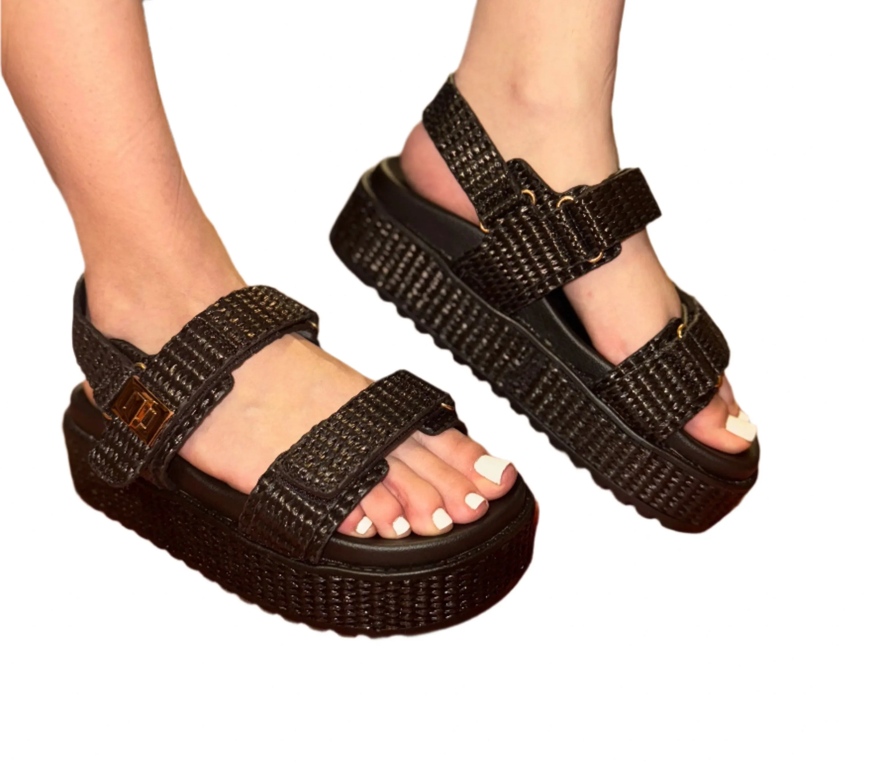 SUMMER PLATFORM WITH VELCRO BUCKLES TRACI-18