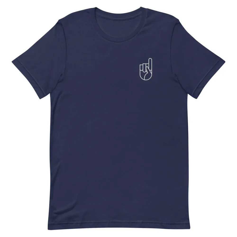 Super Soft Embroidered White Logo Tee